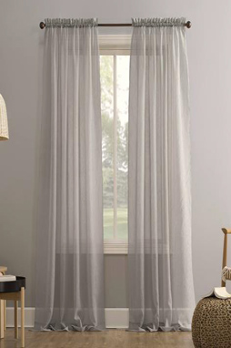 Crushed Sheer Rod Pocket Voiles - Grey